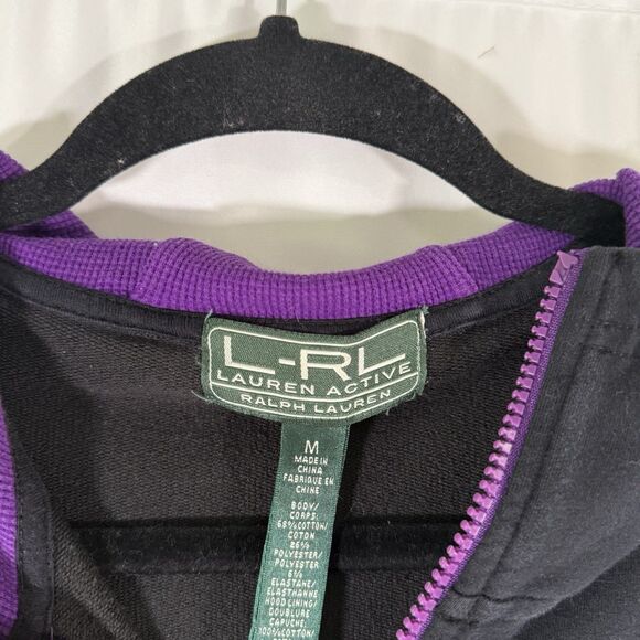 Lauren Ralph Lauren Active Hoodie Women's Medium Black Zip Pockets Full Zip - Picture 4 of 11